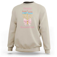 Happy Hanukkah Coquette Sweatshirt Cute Menorah Pink Bow - Wonder Print Shop