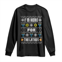 Funny Hanukkah Long Sleeve Shirt I'm Here For The Latkes Menorah