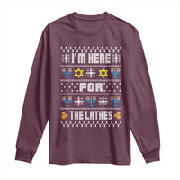 Funny Hanukkah Long Sleeve Shirt I'm Here For The Latkes Menorah