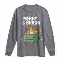 Funny Lil Fire Dumpster Christmas Long Sleeve Shirt Merry And Bright Xmas Led Lights