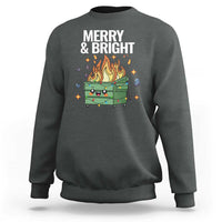 Funny Lil Fire Dumpster Christmas Sweatshirt Merry And Bright Xmas Led Lights - Wonder Print Shop