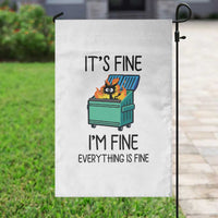 Funny It's Fine I'm Everything Is Fine Garden Flag Black Cat Lil Dumpster Fire - Wonder Print Shop