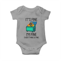 Funny It's Fine I'm Everything Is Fine Baby Onesie Black Cat Lil Dumpster Fire