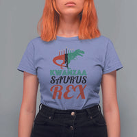 Kwanzaa Saurus Rex Kinara Candles Dinosaur T-rex African Heritage T Shirt For Women - Wonder Print Shop
