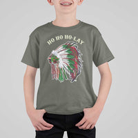 Funny Christmas Native American T Shirt For Kid Ho Ho Ho Lay Vintage War Bonnet - Wonder Print Shop