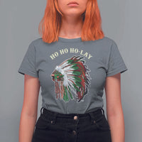 Funny Christmas Native American T Shirt For Women Ho Ho Ho Lay Vintage War Bonnet - Wonder Print Shop