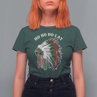 Funny Christmas Native American T Shirt For Women Ho Ho Ho Lay Vintage War Bonnet - Wonder Print Shop