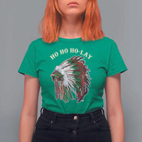 Funny Christmas Native American T Shirt For Women Ho Ho Ho Lay Vintage War Bonnet - Wonder Print Shop