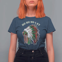 Funny Christmas Native American T Shirt For Women Ho Ho Ho Lay Vintage War Bonnet - Wonder Print Shop