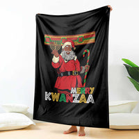 Funny Merry Kwanzaa Christmas Throw Blanket African American Black Santa Kinara Candles - Wonder Print Shop