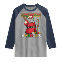 Funny Merry Kwanzaa Christmas Raglan Shirt African American Black Santa Kinara Candles - Wonder Print Shop