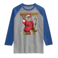 Funny Merry Kwanzaa Christmas Raglan Shirt African American Black Santa Kinara Candles - Wonder Print Shop