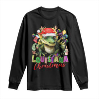 Funny Cajun Louisiana Christmas Santa's Alligator Long Sleeve Shirt