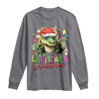 Funny Cajun Louisiana Christmas Santa's Alligator Long Sleeve Shirt