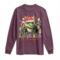 Funny Cajun Louisiana Christmas Santa's Alligator Long Sleeve Shirt