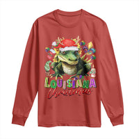 Funny Cajun Louisiana Christmas Santa's Alligator Long Sleeve Shirt