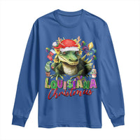 Funny Cajun Louisiana Christmas Santa's Alligator Long Sleeve Shirt