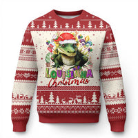 Funny Cajun Louisiana Christmas Santa's Alligator Ugly Christmas Sweater - Wonder Print Shop