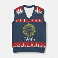 Scottish Merry Xmas V-Neck Knit Sweater Vest Nollaig Chridhel Celtic Xmas Mistletoe - Wonder Print Shop
