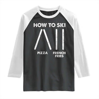 Funny Skiing Instructor Raglan Shirt How To Ski Food Lover Winter Sport - Wonder Print Shop