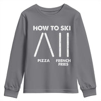 Funny Skiing Instructor Youth Sweatshirt How To Ski Food Lover Winter Sport - Wonder Print Shop