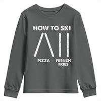 Funny Skiing Instructor Youth Sweatshirt How To Ski Food Lover Winter Sport - Wonder Print Shop