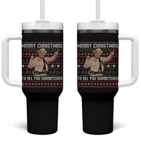 Merry Christmas To All You Sumbitches Tumbler With Handle Funny Smokey Xmas Movie The Bandit - Wonder Print Shop