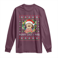 Funny Chit Christmas Long Sleeve Shirt Merry Chit Mas Do It Lady Xmas Wreath - Wonder Print Shop