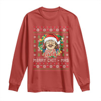 Funny Chit Christmas Long Sleeve Shirt Merry Chit Mas Do It Lady Xmas Wreath - Wonder Print Shop