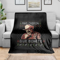 Funny Julian Garza Christmas Throw Blanket Mas Cabron Que Bonito Cowboy Holiday Mexican Xmas - Wonder Print Shop