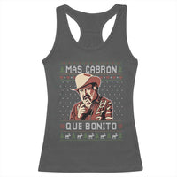 Funny Julian Garza Christmas Racerback Tank Top Mas Cabron Que Bonito Cowboy Holiday Mexican Xmas - Wonder Print Shop