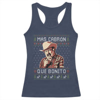 Funny Julian Garza Christmas Racerback Tank Top Mas Cabron Que Bonito Cowboy Holiday Mexican Xmas - Wonder Print Shop