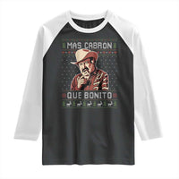 Funny Julian Garza Christmas Raglan Shirt Mas Cabron Que Bonito Cowboy Holiday Mexican Xmas - Wonder Print Shop
