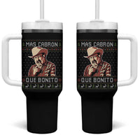 Funny Julian Garza Christmas Tumbler With Handle Mas Cabron Que Bonito Cowboy Holiday Mexican Xmas - Wonder Print Shop