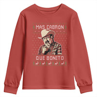 Funny Julian Garza Christmas Youth Sweatshirt Mas Cabron Que Bonito Cowboy Holiday Mexican Xmas - Wonder Print Shop