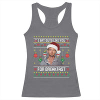 Funny Christmas Jeffrey Dahmer Racerback Tank Top I Eat Guys Like You For Breakfast Serial Killer - Wonder Print Shop