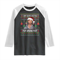 Funny Christmas Jeffrey Dahmer Raglan Shirt I Eat Guys Like You For Breakfast Serial Killer - Wonder Print Shop