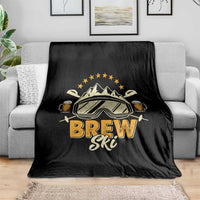 Brewski Skiing Beer Throw Blanket Funny Skiing Skier Ski Vacation - Wonder Print Shop