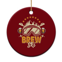 Brewski Skiing Beer Ceramic Ornament Funny Skiing Skier Ski Vacation - Wonder Print Shop