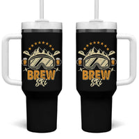 Brewski Skiing Beer Tumbler With Handle Funny Skiing Skier Ski Vacation - Wonder Print Shop