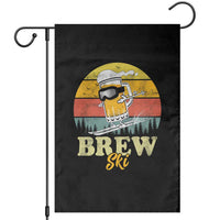 Brewski Skiing Beer Garden Flag Funny Skiing Skier Ski Vacation Retro Sunset - Wonder Print Shop
