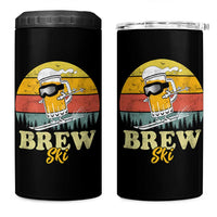 Brewski Skiing Beer 4 in 1 Can Cooler Tumbler Funny Skiing Skier Ski Vacation Retro Sunset - Wonder Print Shop