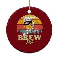 Brewski Skiing Beer Ceramic Ornament Funny Skiing Skier Ski Vacation Retro Sunset - Wonder Print Shop