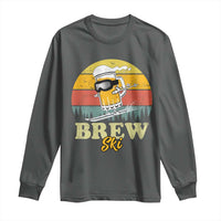 Brewski Skiing Beer Long Sleeve Shirt Funny Skiing Skier Ski Vacation Retro Sunset - Wonder Print Shop
