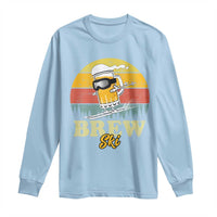 Brewski Skiing Beer Long Sleeve Shirt Funny Skiing Skier Ski Vacation Retro Sunset - Wonder Print Shop