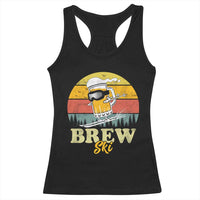 Brewski Skiing Beer Racerback Tank Top Funny Skiing Skier Ski Vacation Retro Sunset - Wonder Print Shop