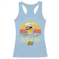 Brewski Skiing Beer Racerback Tank Top Funny Skiing Skier Ski Vacation Retro Sunset - Wonder Print Shop