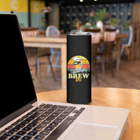 Brewski Skiing Beer Skinny Tumbler Funny Skiing Skier Ski Vacation Retro Sunset - Wonder Print Shop