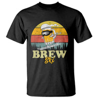 Brewski Skiing Beer T Shirt Funny Skiing Skier Ski Vacation Retro Sunset - Wonder Print Shop