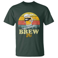 Brewski Skiing Beer T Shirt Funny Skiing Skier Ski Vacation Retro Sunset - Wonder Print Shop